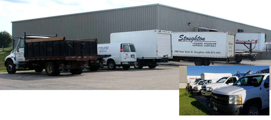 Trex decking boards delivered by Stoughton Lumber trucks